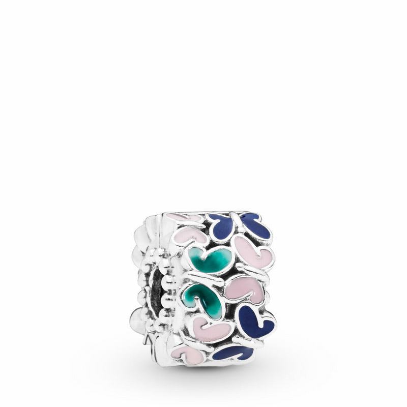 Pandora Butterfly Arrangement Clip Charm Ireland - Sterling Silver/Enamel/Blue - 630541RBP